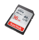 SanDisk Ultra SDHC Memory Card Up to 80 MB/s, Class 10 FFP, 16 GB, Black/Grey