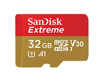 SanDisk Extreme 32GB MicroSDHC Memory Card + SD Adapter (Up to 100MB/s, Class 10, U3, V30 A1) - Amazon exclusive packaging