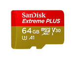 SanDisk Extreme PLUS 64GB microSDXC Memory Card + SD Adapter up to 100MB/s, Class 10, U3, V30, A1