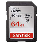 SanDisk Ultra SDXC Memory Card Up to 80 MB/s, Class 10, U1, 64 GB, Black/Grey