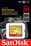 SanDisk SDCFXS-128G-X46 Extreme CompactFlash UDMA7 Memory Card up to 120 MB/s read and 60 MB/s write speed - 128 GB