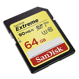 SanDisk Extreme 64 GB SDXC Memory Card up to 90 MB/s, Class 10, U3, V30