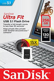 SanDisk Ultra Fit USB 3.1 Flash Drive Up to 130 MB/s Read - Black, 256GB