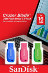 SanDisk SDCZ50C-016G-B46T 16GB Cruzer Blade USB (Pack of 3)