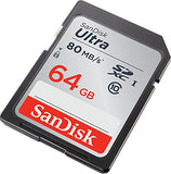 SanDisk Ultra SDXC Memory Card Up to 80 MB/s, Class 10, U1, 64 GB, Black/Grey