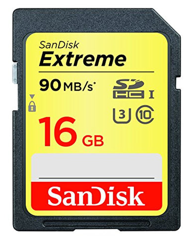 SanDisk Extreme 16 GB SDHC Memory Card up to 90 MB/s, Class 10, U3