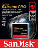 SanDisk Extreme Pro 256 GB 160 MB/s CompactFlash Memory Card - Black/Gold/Red