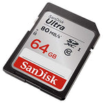 SanDisk Ultra SDXC Memory Card Up to 80 MB/s, Class 10, U1, 64 GB, Black/Grey