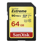 SanDisk Extreme 64 GB SDXC Memory Card up to 90 MB/s, Class 10, U3, V30