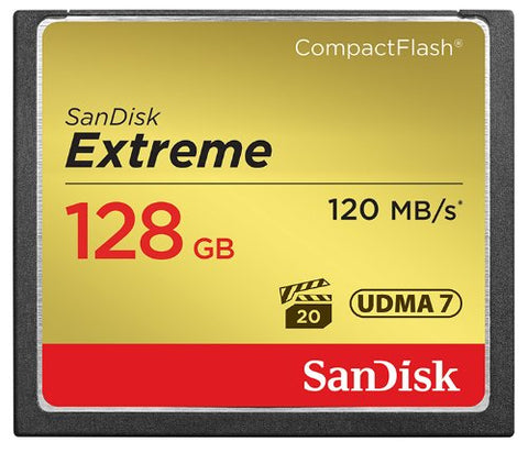 SanDisk SDCFXS-128G-X46 Extreme CompactFlash UDMA7 Memory Card up to 120 MB/s read and 60 MB/s write speed - 128 GB