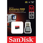 SanDisk Extreme PRO 64 GB up to 275MB/s UHS-II Class 10 U3 microSDXC Memory Card with USB 3.0 Reader