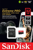 SanDisk SDSQXCG-032G-GN6MA Extreme Pro 32 GB microSDHC Memory Card + SD Adapter with A1 App Performance + Rescue Pro Deluxe 100 MB/s Class 10, UHS-I, U3, V30