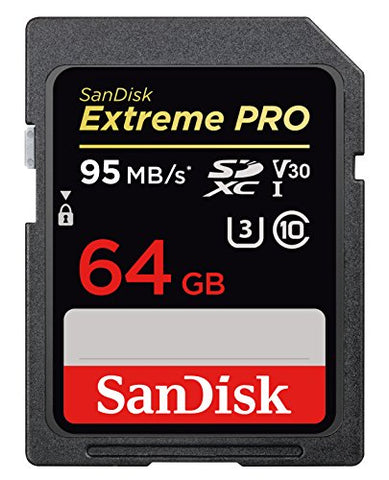 SanDisk Extreme PRO SDXC Memory Card up to 95 MB/s, Class 10, U3, V30 - 64GB