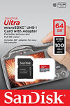 SanDisk Ultra 64GB microSDXC Memory Card + SD Adapter with A1 App Performance up to 100MB/s, Class 10, U1